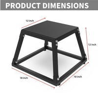 Box per salto pliometrico Garvee da 12 pollici in acciaio per allenamento a casa, 18x18x12 pollici, nero, piattaforma antiscivolo, stabile