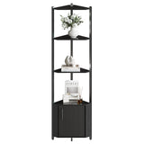 Garvee Mensola Angolare 5 Ripiani 147,3 cm, Scaffale Angolare Alto con Ripiani in Legno, Supporto per Piante, Stabile, Facile da Montare, Soggiorno e Ufficio, Legno Naturale - Black