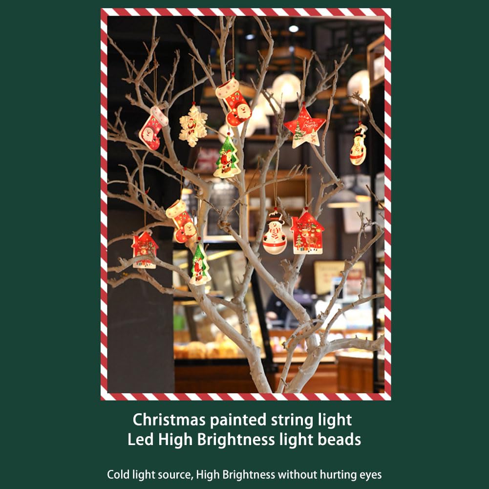 Garvee 6PCS Decorazioni Natalizie LED Fiocco di Neve e Pentagramma, Luci a Stringa, 6 Dimensioni, Materiale PS, per Albero di Natale e Feste