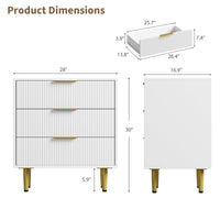 Cassettiera scanalata Garvee da 3 a 6 cassetti in MDF, manici in metallo, gambe bianche, nere, verdi naturali, moderna e minimalista, camera da letto, soggiorno