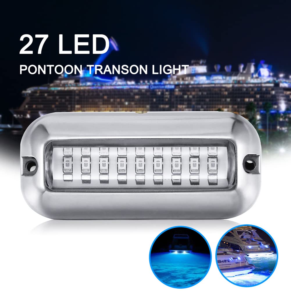 Garvee 2 pezzi Luci marine 27LED Illuminazione subacquea per barche Luci per specchietti per pontoni in acciaio inossidabile Luci per pontili per barche Luci a stella Vissen Lampada notturna per yachting Marine Acciaio inossidabile Barca