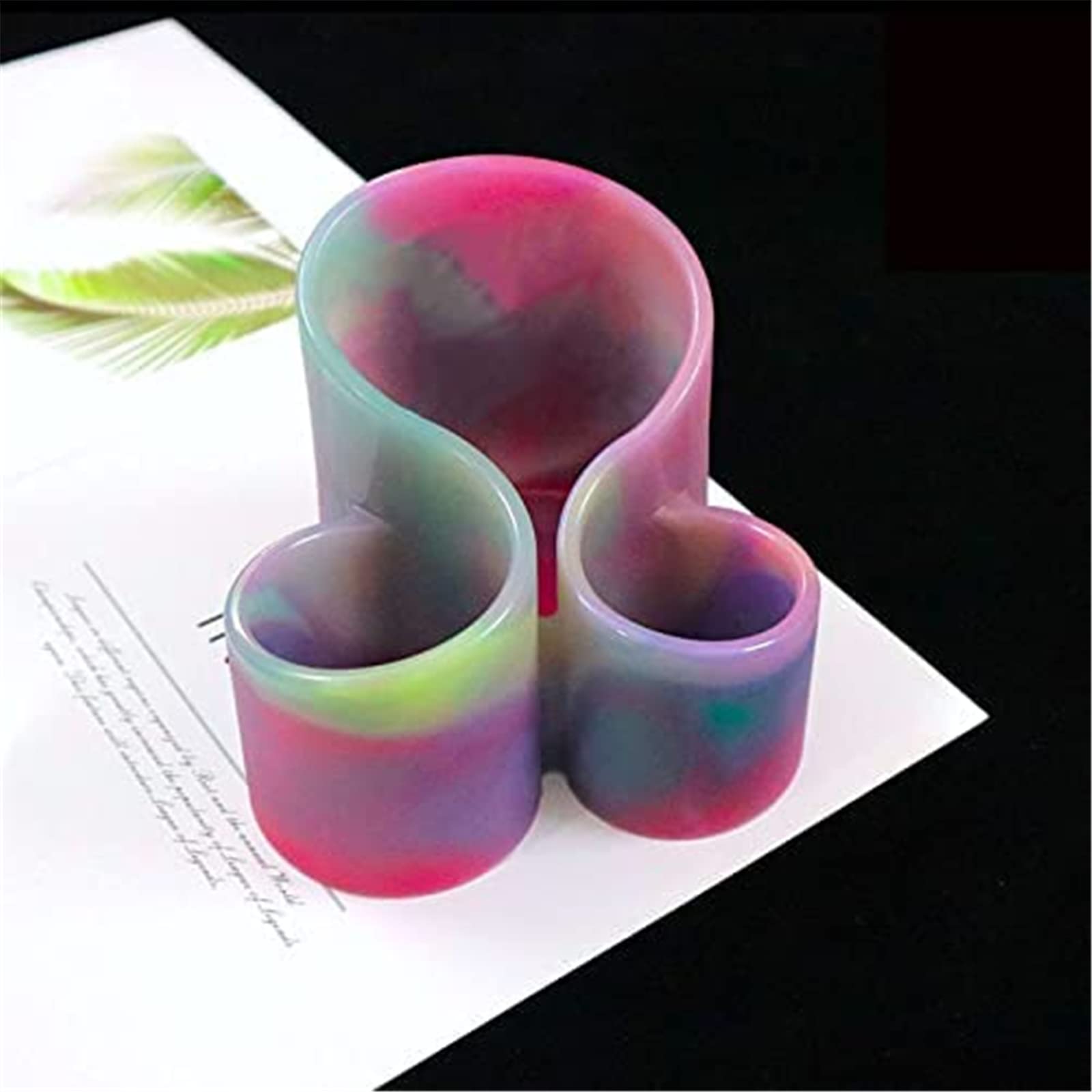 Scatola portaoggetti per stampi in resina Garvee con portapennelli a 3 cavità, stampo in silicone per arti e mestieri e decorazioni per la casa con motivo floreale