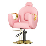 Garvee Sedia da Barbiere Reclinabile Idraulica Regolabile Rosa Oro per Spa e Barbershop Comfort Ergonomico Schiuma Alta Densità - Rosa & Oro
