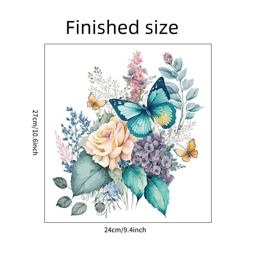 Adesivi per sedili WC Garvee con fiori e farfalle, autoadesivi, in PVC impermeabile, per la decorazione del bagno