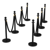 Set di pali Garvee in acciaio inossidabile da 8 pezzi con corde in velluto rosso da 5 piedi per matrimoni ed eventi, tappeto rosso da 26 piedi, installazione senza attrezzi, riempimento in cemento, rosso - Nero
