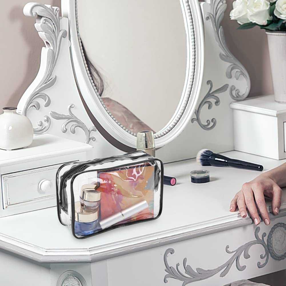 Garvee Set da 18 pezzi di borse per il trucco trasparenti, impermeabili con cerniera, organizer da viaggio per gli spostamenti, trasparenti