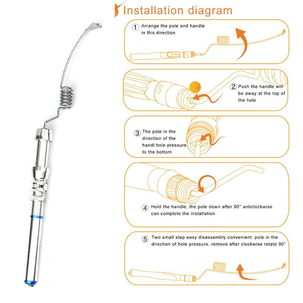 Garvee Canna da pesca sul ghiaccio e mulinello Combo IZ-XM Mini Attrezzatura da pesca sul ghiaccio in acciaio inossidabile per esterni 38 cm