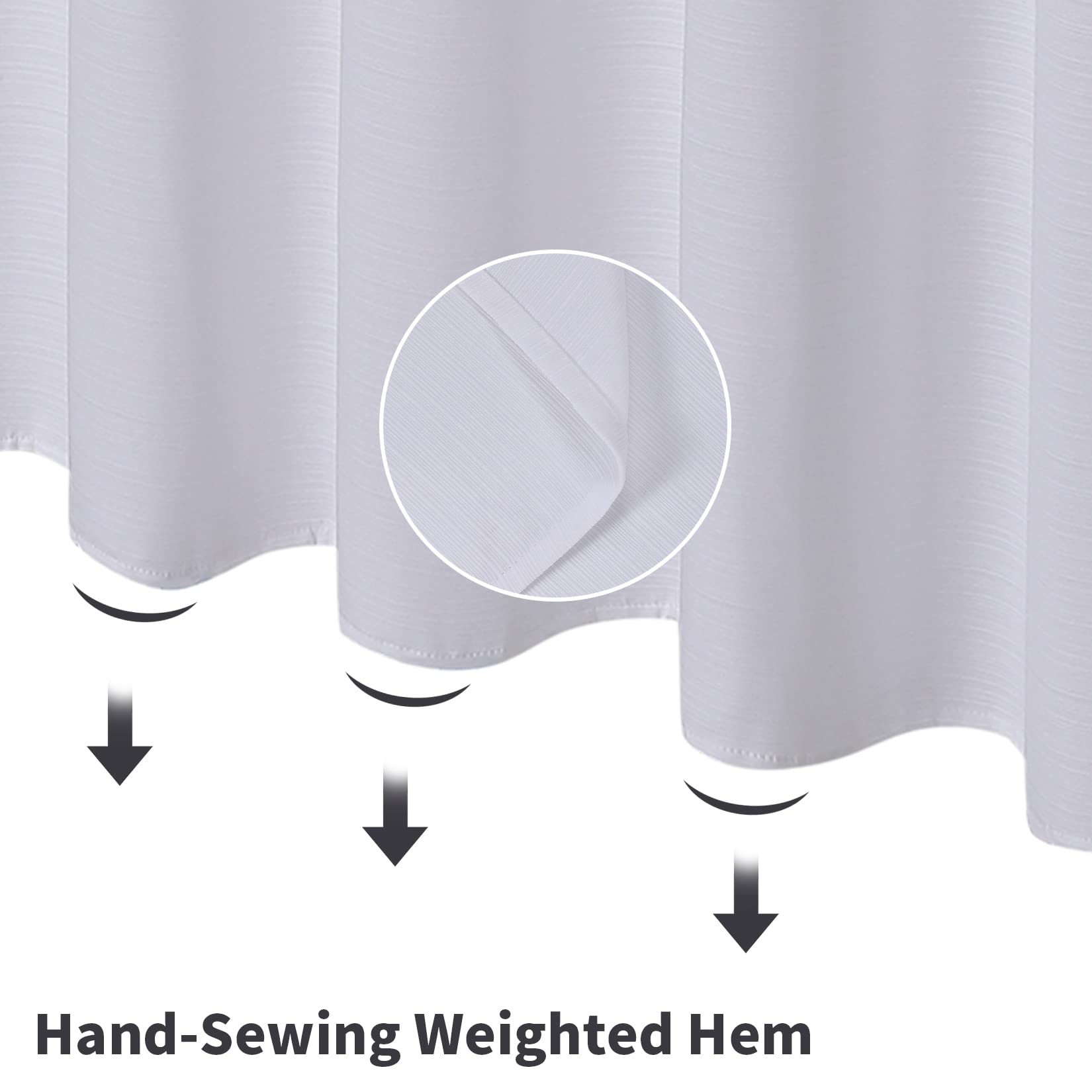 GARVEE Tenda da doccia bianca extra lunga 183x244 cm impermeabile con orlo morbido e intricato per bagno, doccia e vasca da bagno