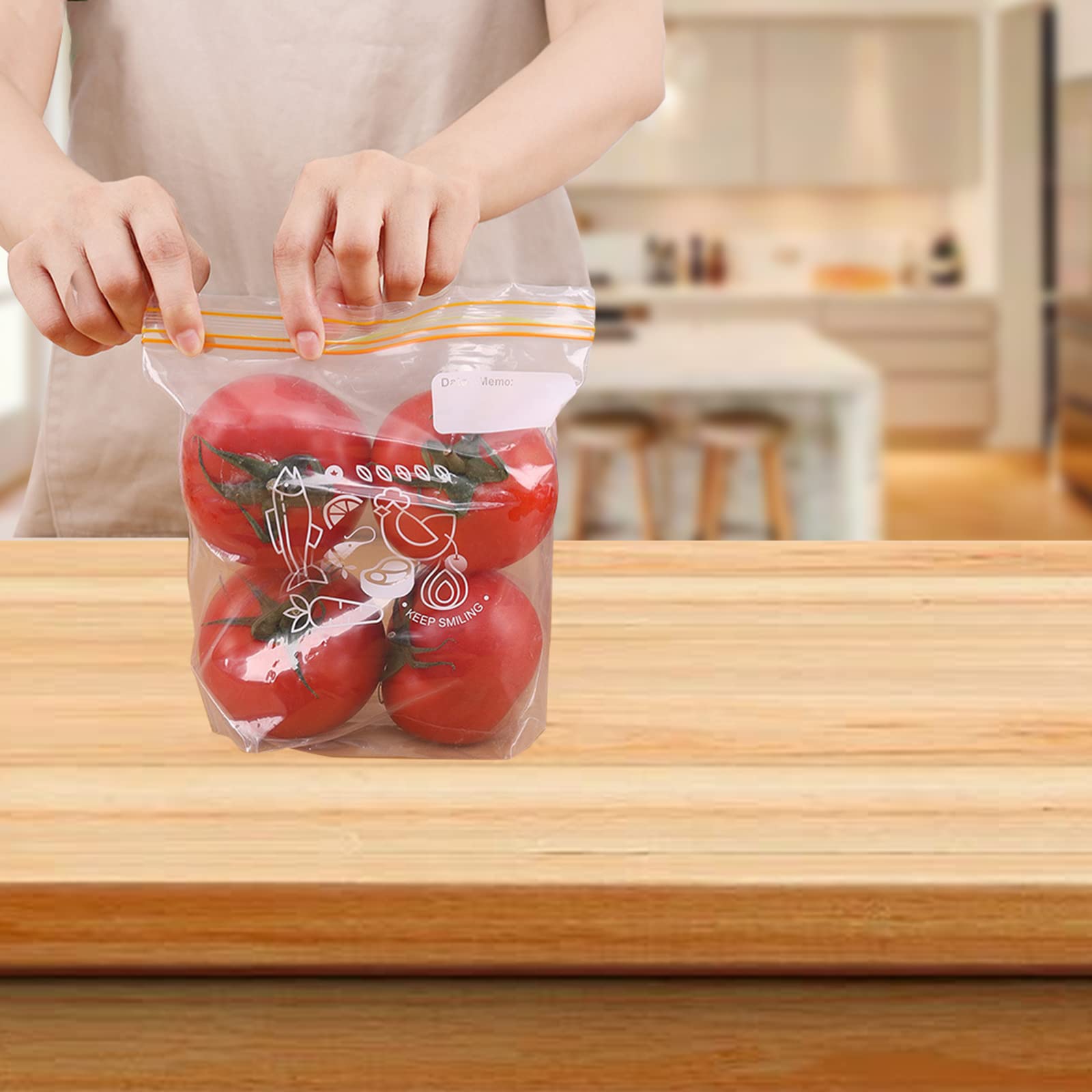 Garvee Sacchetti Trasparenti per Conservazione Fresca, Sicuri per Alimenti, Resistenti al Freezer, Riutilizzabili, Ideali per Frutta e Verdura, 3 Misure