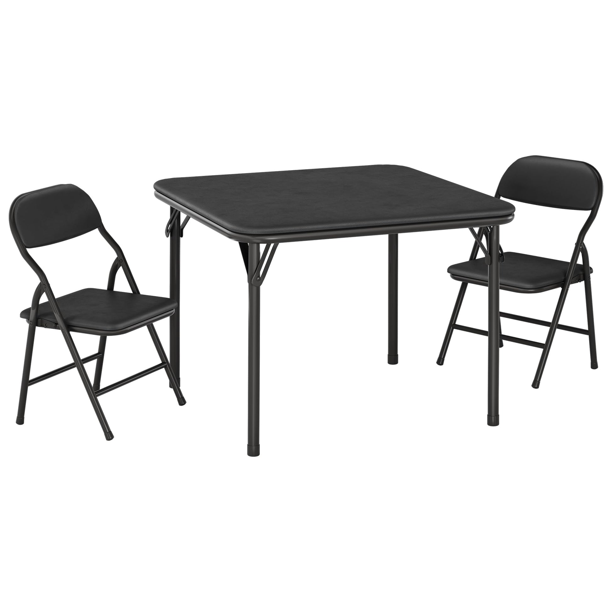 Set tavolo e sedie pieghevoli per bambini Garvee da 3 pezzi, pieghevoli con similpelle, per sala giochi e uso esterno, leggeri e sicuri