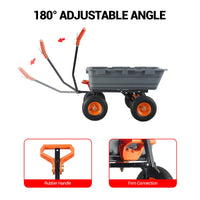 Autocarro con cassone ribaltabile per impieghi gravosi Garvee, capacità di 408 kg, pneumatici fuoristrada da 33 cm, maniglia 2 in 1, telaio in metallo, scarico rapido, per giardino e cortile, robusto grigio