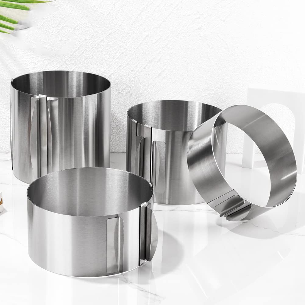 Garvee Stampo Regolabile Telescopico per Mousse in Acciaio Inossidabile 430, 2.4-12 Pollici, Altezza Regolabile, Antiruggine per Pasticcerie e Cucina Domestica