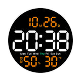 Orologio da parete a LED Garvee con telecomando, silenzioso, 25,5 cm, display digitale, timer per la temperatura, sveglia digitale per la casa - Come mostrato