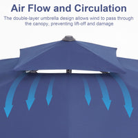 Ombrellone GARVEE con tessuto in seta da 240 g - Grande ombrellone da giardino, doppia marcatura, inclinabile e girevole