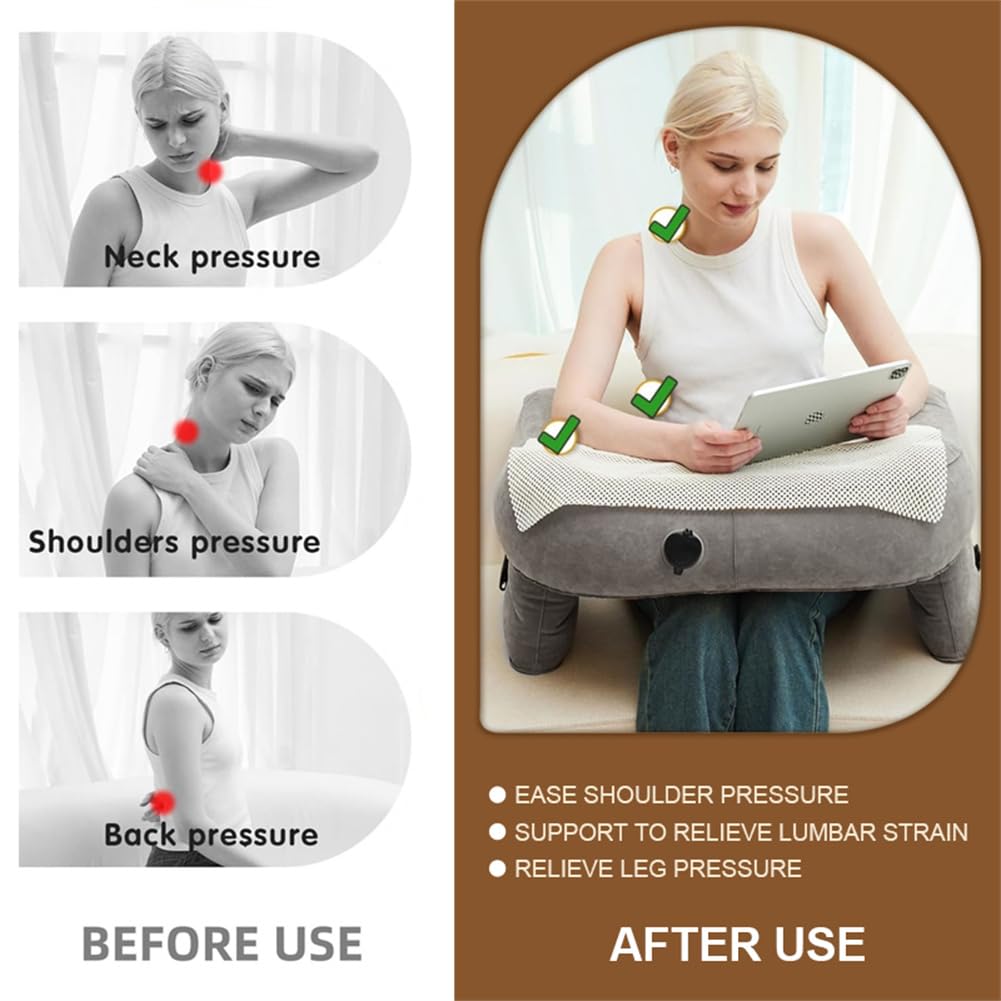 Garvee Cuscino Gonfiabile Da Lettura Ergonomico Gaming In PVC E Peluche, Pieghevole, Portatile, Casa E Outdoor, 80x60x37cm, Multicolore