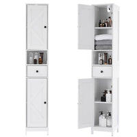 Mobiletto da bagno alto Garvee con 2 ripiani regolabili, autoportante, MDF resistente, design bianco moderno, salvaspazio per bagno e cucina