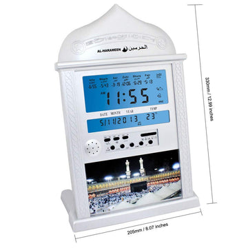 Garvee Orologio da Parete Azan Calendar con Sveglia e Display LCD Argento Decorazione Casa Senza Batteria