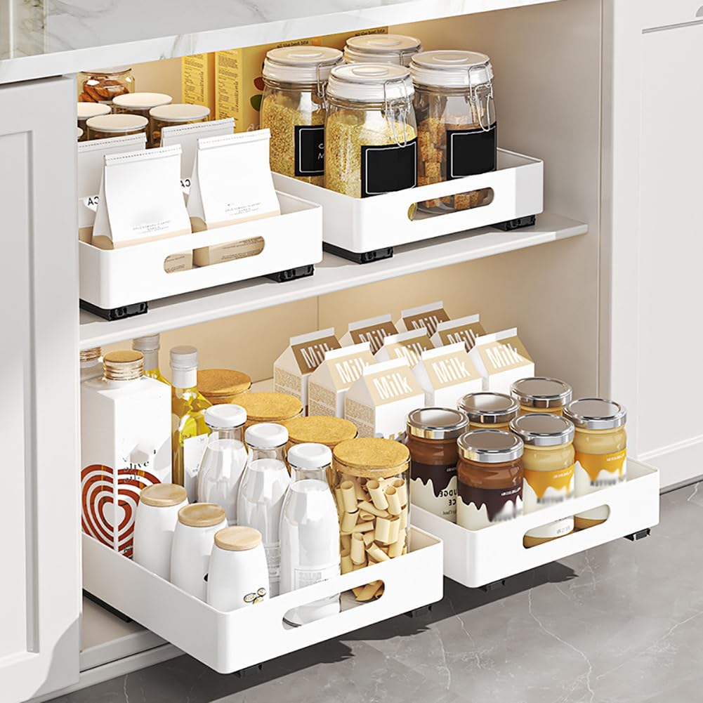 Garvee Organizer per cassetti in metallo silenzioso e robusto per cucina e bagno 10,2"x14,5"x3,1" bianco