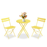 Garvee Set Bistro Da Esterno 3 Pezzi Tavolo E 2 Sedie Pieghevoli Metallo Giallo Per Balcone E Giardino - Yellow
