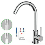 Garvee Rubinetto Cucina Bassa Pressione 3 Attacchi 2 Getti 360° Rotazione Acciaio Inox 304 Per Boiler - Cromo