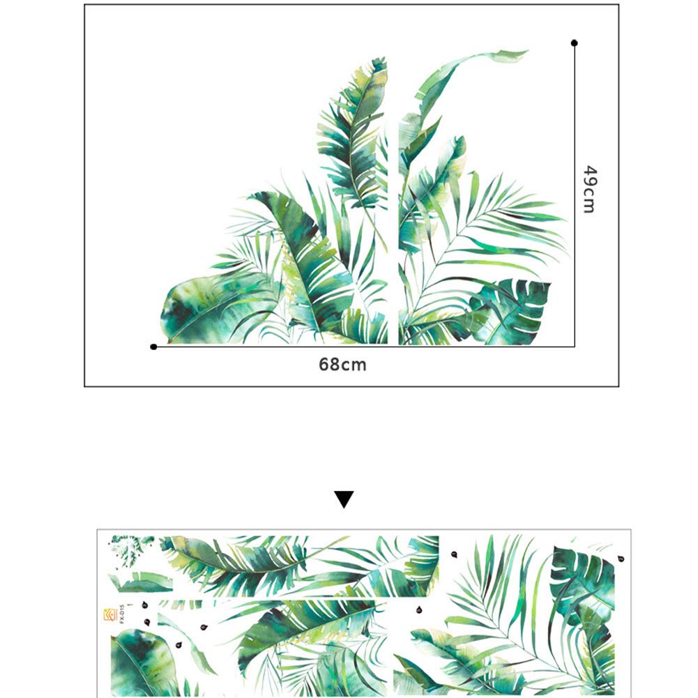Adesivi murali Garvee Green Plant Foglie tropicali PVC autoadesivo per soggiorno Ufficio 30x90cm Design moderno