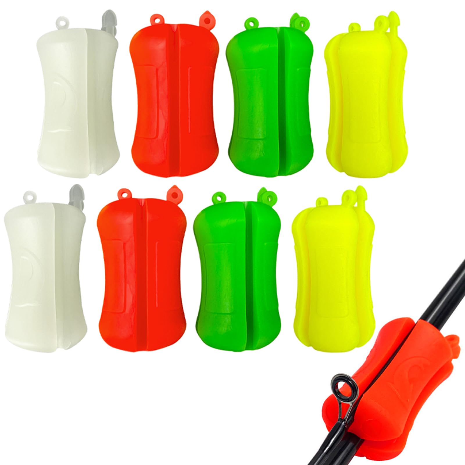 Garvee 8 pezzi cinghie porta canna da pesca in silicone estensibile a 4 fori portatili per accessori da pesca all'aperto
