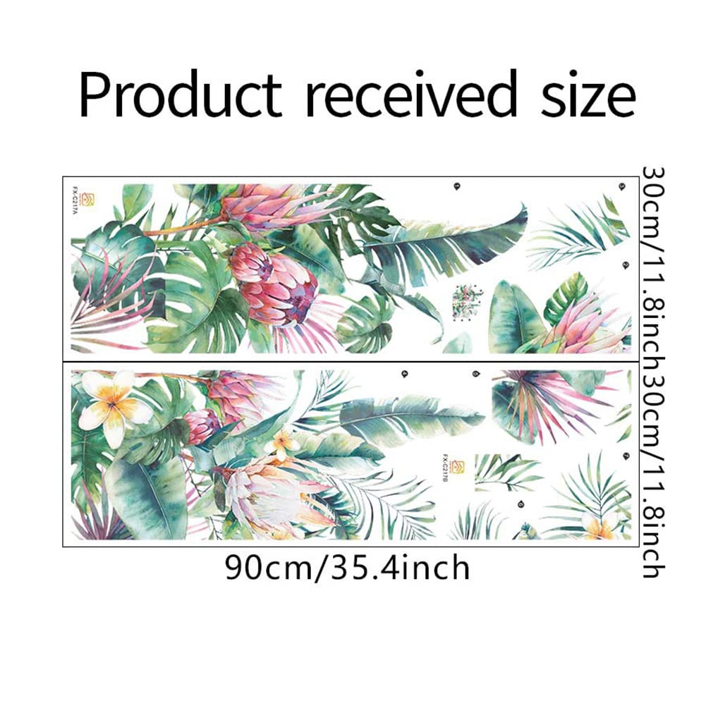 Adesivi murali autoadesivi Garvee 2 pezzi con foglie tropicali per camera da letto e soggiorno, 30 x 90 cm, carta da parati decorativa