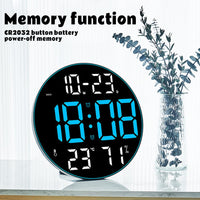 Orologio da parete digitale Garvee da 30 cm con data, settimana, visualizzazione della temperatura, giallo, elettronico per ufficio e casa