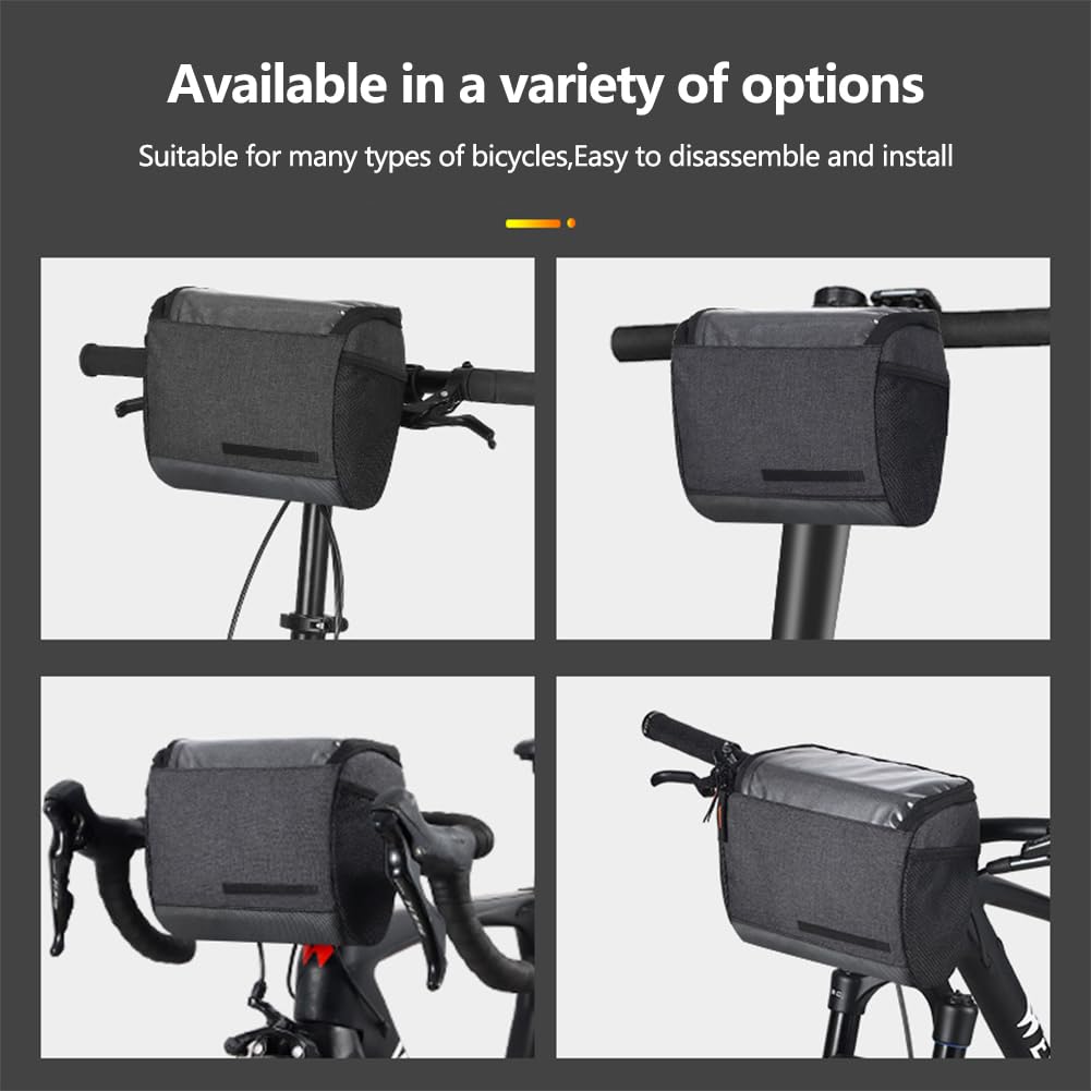 Garvee Borsa Manubrio Bicicletta 4.5L Impermeabile TPU Touch Multiuso per MTB Corsa Pieghevole, 20x12.5x18 cm, Nero