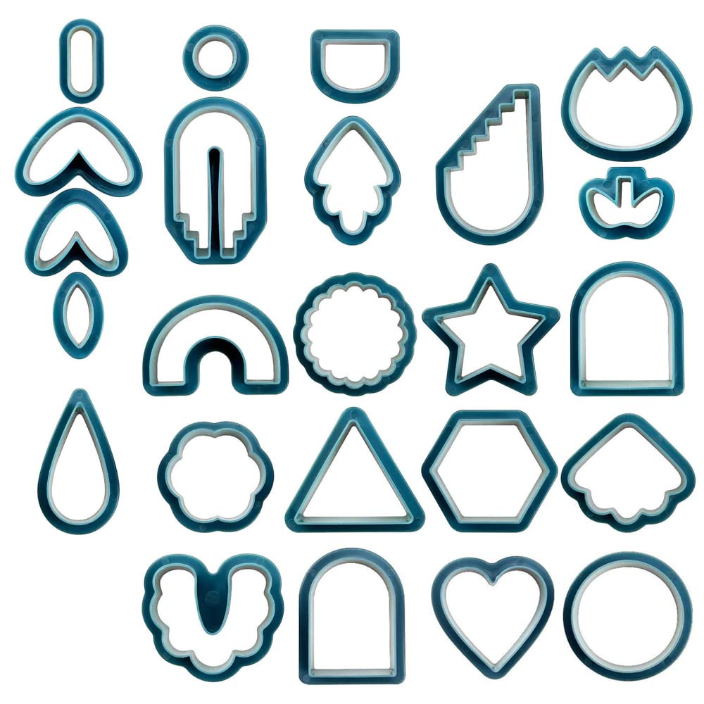 Frese per argilla in polimero Garvee, 24 pezzi, mini utensili per scultura, plastica, blu, per modellare l'argilla, orecchini fai da te