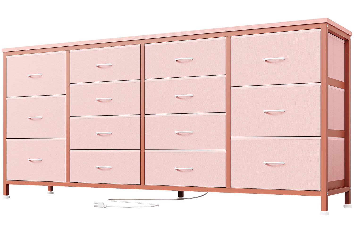 Mobile TV Garvee da 63" per TV da 65-75", 14 cassetti, piano in tessuto e legno, protezione antiribaltamento, camera da letto e soggiorno, resistente e sicuro