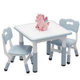 Set tavolo e sedie per bambini Garvee regolabili con piano del tavolo con graffiti per bambini dai 3 agli 8 anni, altezza regolabile, materiale HDPE, design ergonomico, facile da montare - Blu