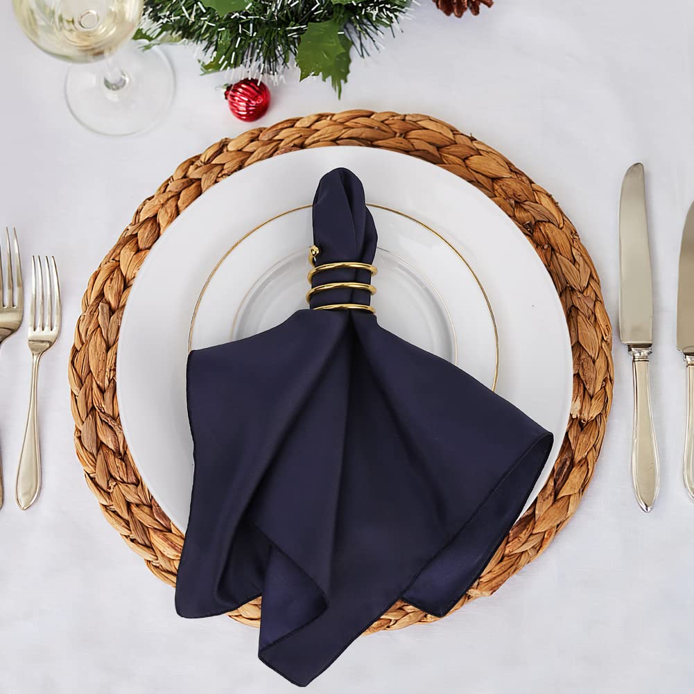 Tovaglioli di raso Garvee, confezione da 30, blu navy, quadrati, 17x17 pollici, morbidi, lavabili, per matrimoni, banchetti, feste, decorazioni da tavola