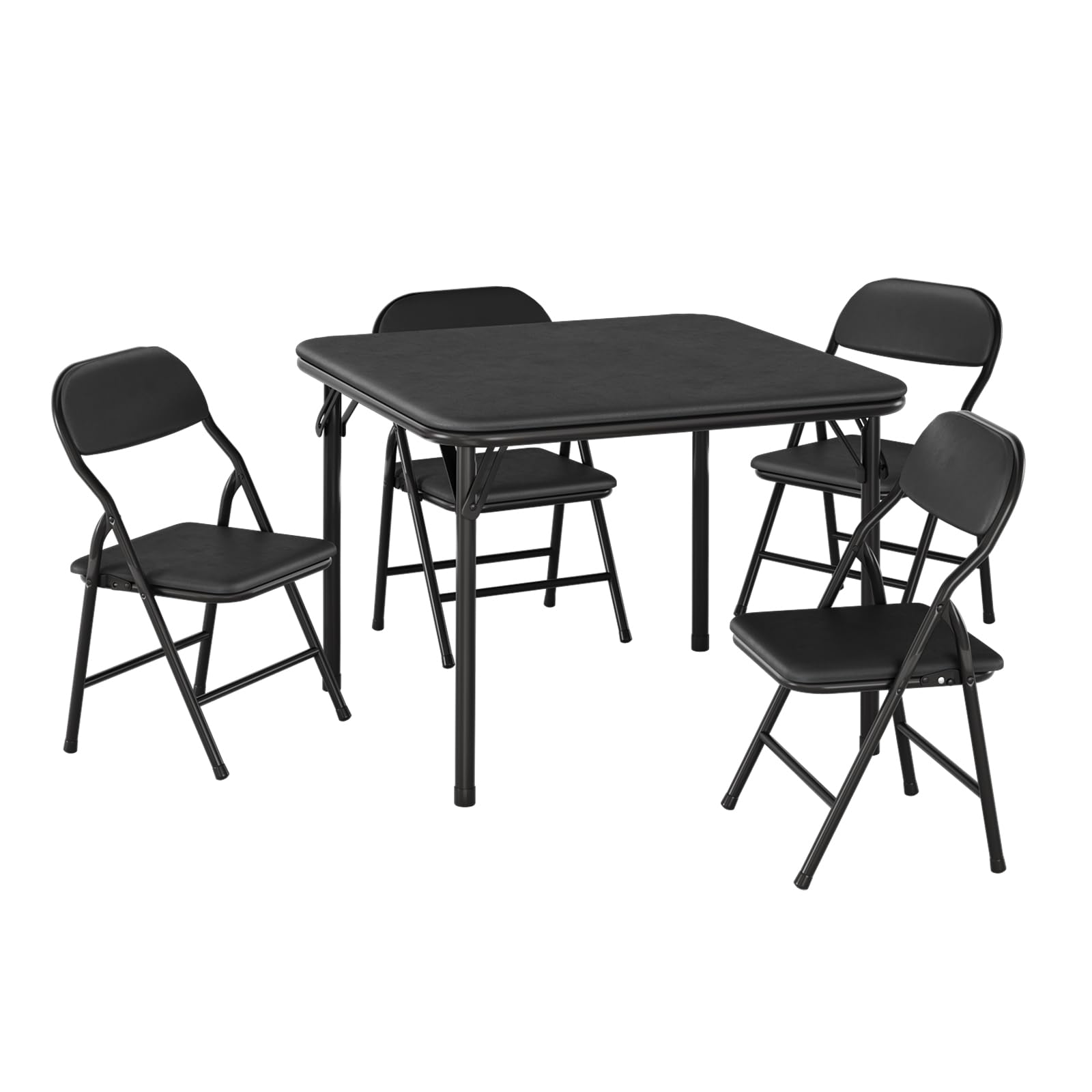 Set tavolo e sedie per bambini Garvee da 5 pezzi, pieghevole, in metallo robusto e pelle PU, per camerette e uso esterno
