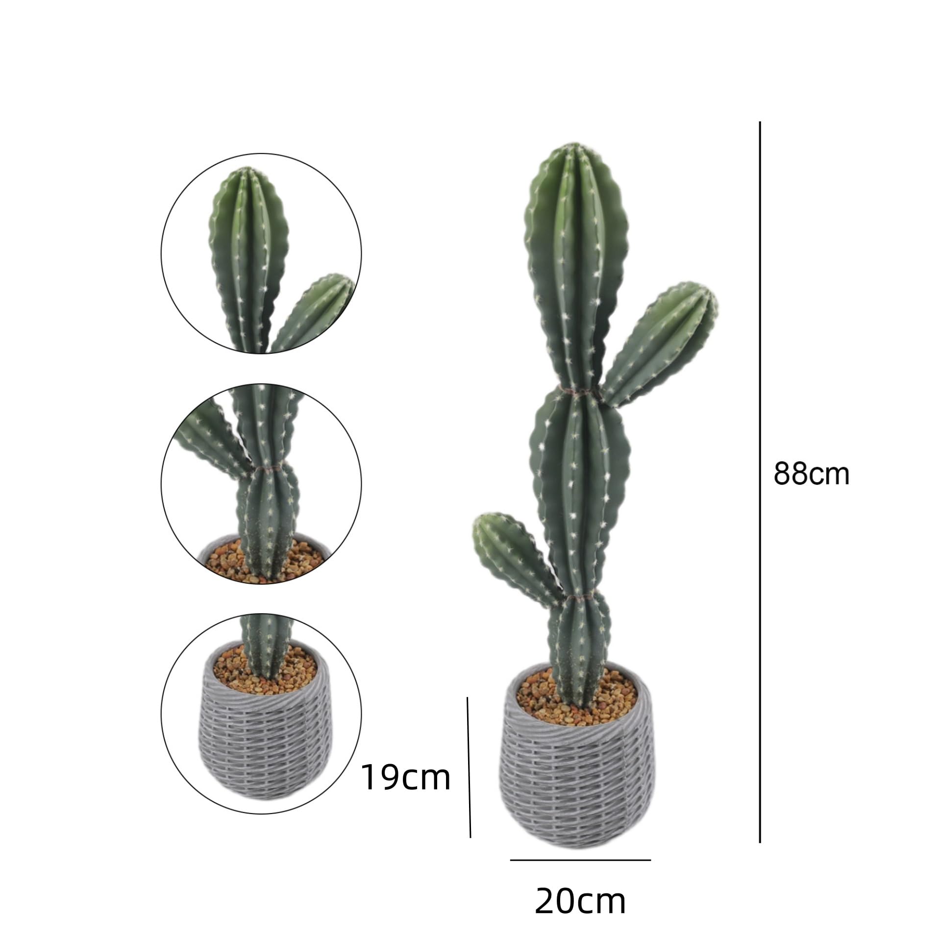 Cactus artificiale Garvee da 35 pollici in materiale EVA realistico, vaso bianco, decorazione per interni ed esterni