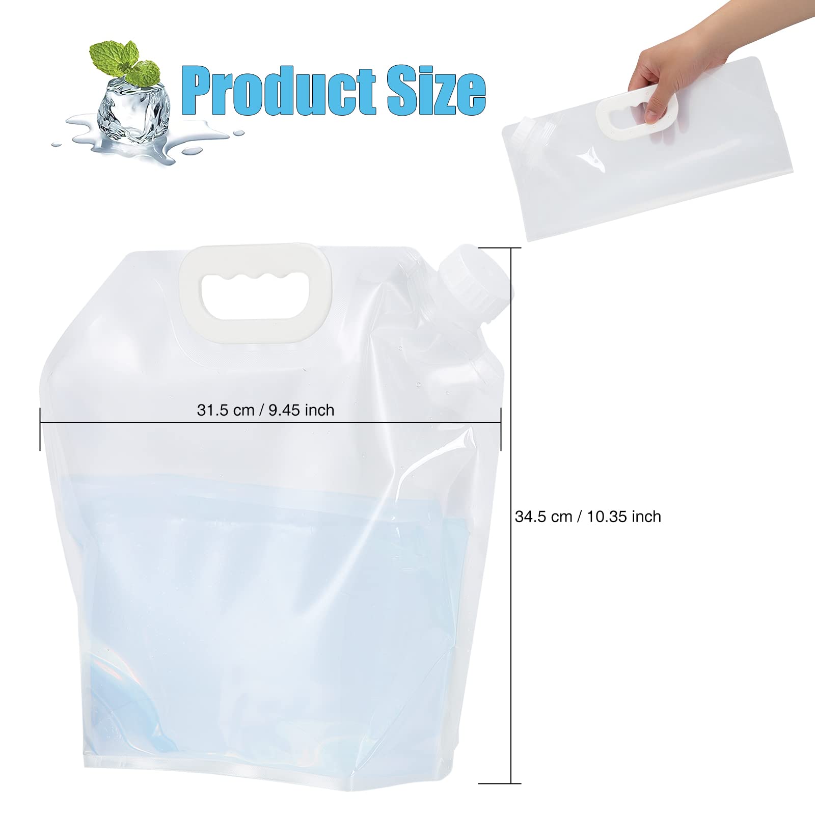 Garvee Sacche d'acqua di emergenza da 5 litri, confezione da 2, contenitore d'acqua portatile in PE per campeggio, escursionismo, emergenze, come da foto