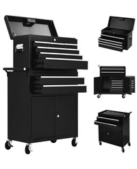 Armadio portautensili Garvee con 8 cassetti, mobile, 2 in 1 staccabile, in metallo, con serratura, per officina e garage, 24 pollici, nero