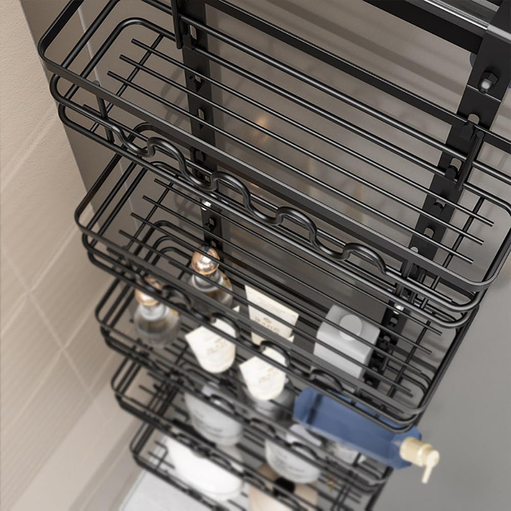 Garvee Organizer per dispensa da appendere alla porta, porta spezie in metallo a 4 ripiani, antiruggine, versatile, sicuro per cucina e bagno