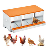 Garvee Scatola Nidificatrice per Galline in Acciaio Zincato, 3 Scomparti, Ventilazione, Facile Raccolta Uova, Montaggio Rapido, Pollai - Arancio I 3 Compartimenti