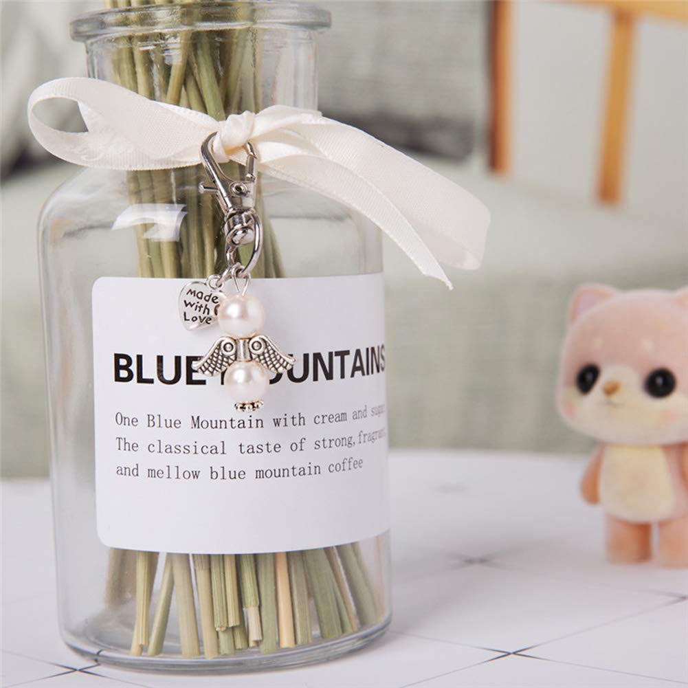 Portachiavi Garvee 48 a forma di angelo custode con sacchetto in organza, pendenti con perle rosa per matrimoni, battesimi, Natale, compleanni