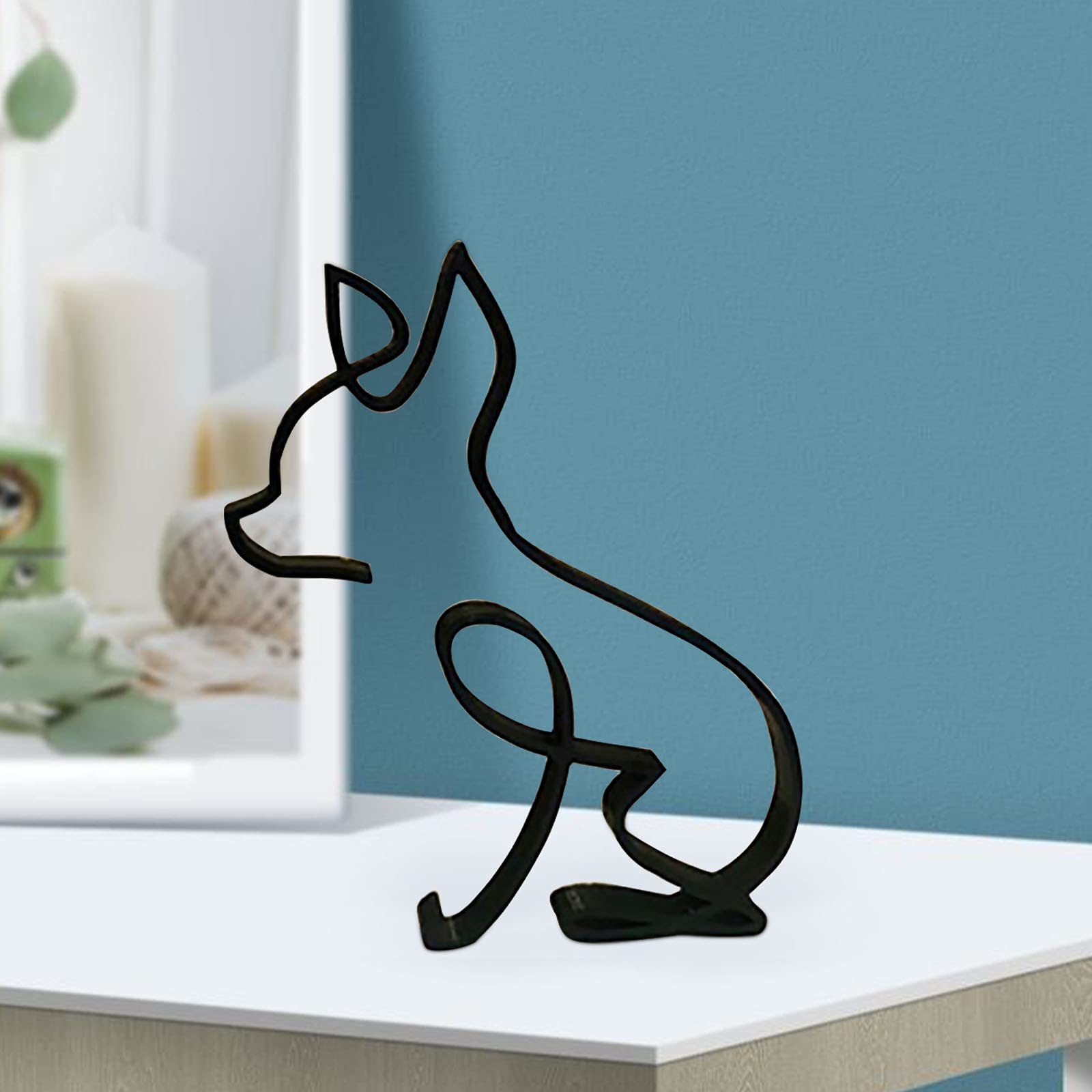 Garvee Scultura Cane in Metallo Minimalista Moderna - Design Geometrico Astratto - Resistente e Antiruggine - Decorazione da Parete o Scrivania - Ideale per Casa e Ufficio