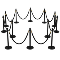 Garvee Set di 12 pali in acciaio inossidabile con corda in velluto rosso da 5 piedi per matrimoni ed eventi, base in cemento, montaggio senza attrezzi, antiruggine