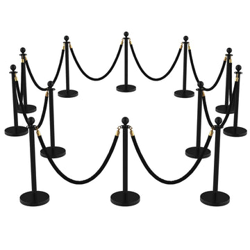 Garvee Set di 12 pali in acciaio inossidabile con corda in velluto rosso da 5 piedi per matrimoni ed eventi, base in cemento, montaggio senza attrezzi, antiruggine