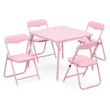 Garvee Set Tavolo e Sedie Pieghevoli 5 Pezzi Bambini, Metallo, Imbottito PU, Salvaspazio, Sicurezza, Sala Giochi e Pranzo