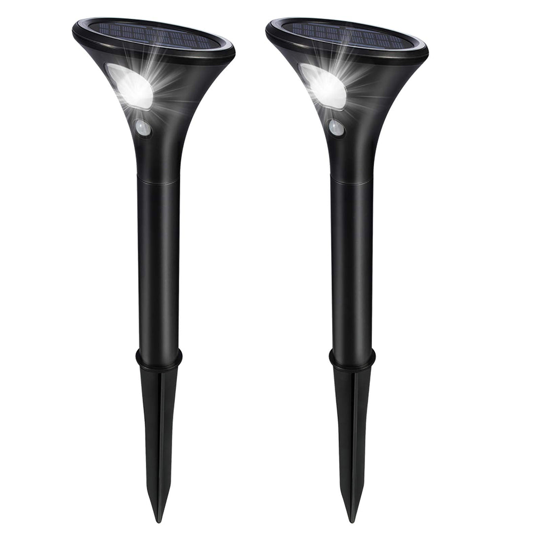 Luci solari Garvee per uso esterno, confezione da 2, luci solari da giardino con sensore di movimento, impermeabile IP65, per giardino, patio, prato, sentiero