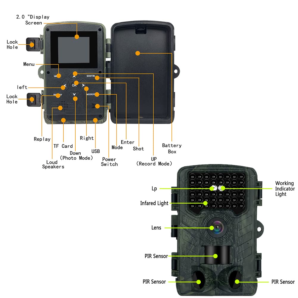 Garvee Fotocamera WiFi 48MP 2.7K Impermeabile IP66 Sensore 120° Grandangolare Per Sorveglianza Fauna Selvatica Senza Scheda