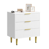 Cassettiera scanalata Garvee da 3 a 6 cassetti in MDF, manici in metallo, gambe bianche, nere, verdi naturali, moderna e minimalista, camera da letto, soggiorno - verde