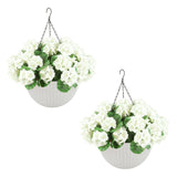 Set di fiori artificiali di Geranio Garvee, resistenti a tutte le temperature, 2 cestini, bianchi, per la decorazione del giardino e del patio - Vaso di fiori bianchi