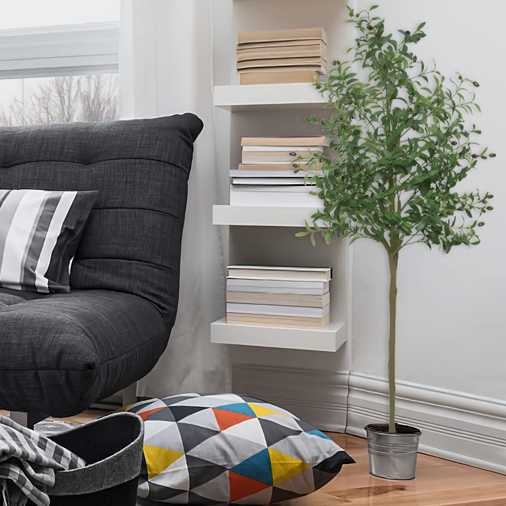 Albero di ulivo artificiale Garvee da 6 piedi con foglie realistiche, facile da curare, stelo flessibile per ufficio e soggiorno, plastica e cemento, verde