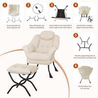 Garvee, comoda poltrona relax con poggiapiedi, ergonomica, in velluto, per soggiorno e camera da letto, pieghevole e salvaspazio
